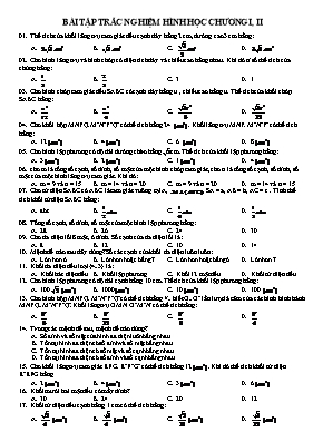 Bài tập trắc nghiệm hình học Chương I, II môn Hình học Lớp 12